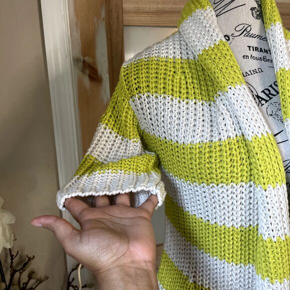 Abercrombie & Fitch Chunky Knit Sweater Women Sz S Green Open Front Y2K Preppy - Picture 5 of 7